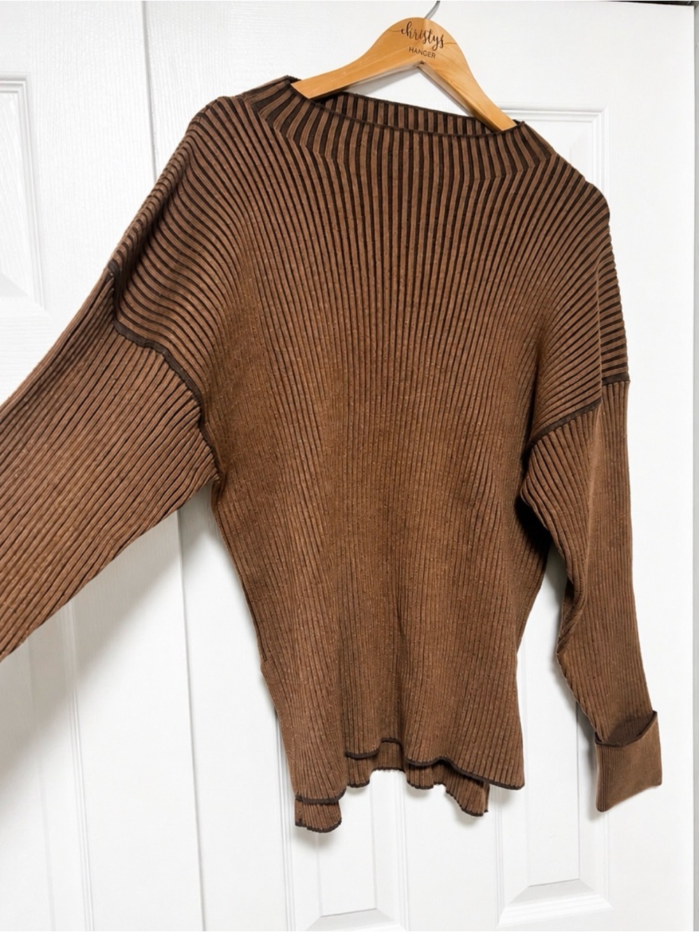 NWT Varley Emile Rib Knit Sweater Brown Size M - Picture 4 of 6